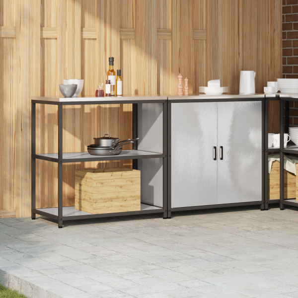 Juego de Almacenamiento de Cocina 2 pcs Plata 150 x 50 x 92 cm M 4