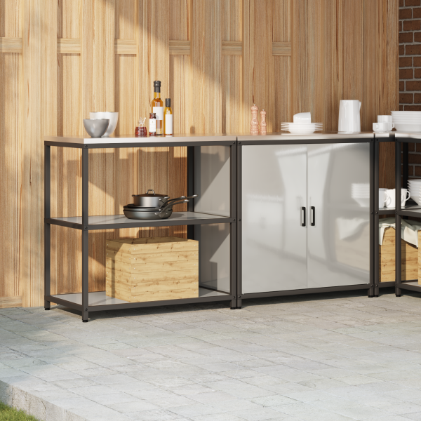 Juego de Almacenamiento de Cocina 2 pcs Plata 150 x 50 x 92 cm M 4