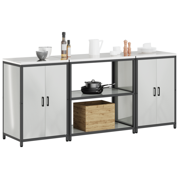 Juego de Almacenamiento de Cocina 3 pcs Plata 210 x 50 x 92 cm M 3