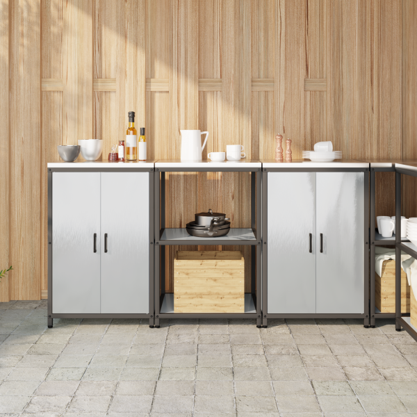 Juego de Almacenamiento de Cocina 3 pcs Plata 180 x 50 x 92 cm D