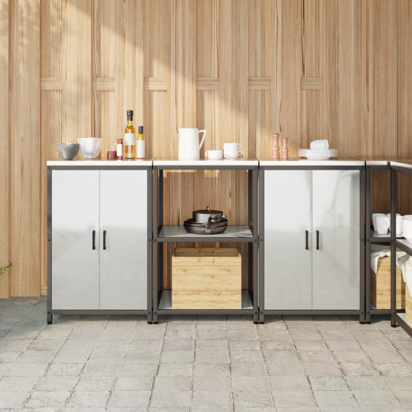 Juego de Almacenamiento de Cocina 3 pcs Plata 180 x 50 x 92 cm D