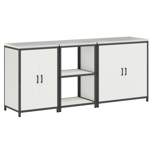 Conjunto de Armazenamento de Cozinha 3 pcs Branco M 2