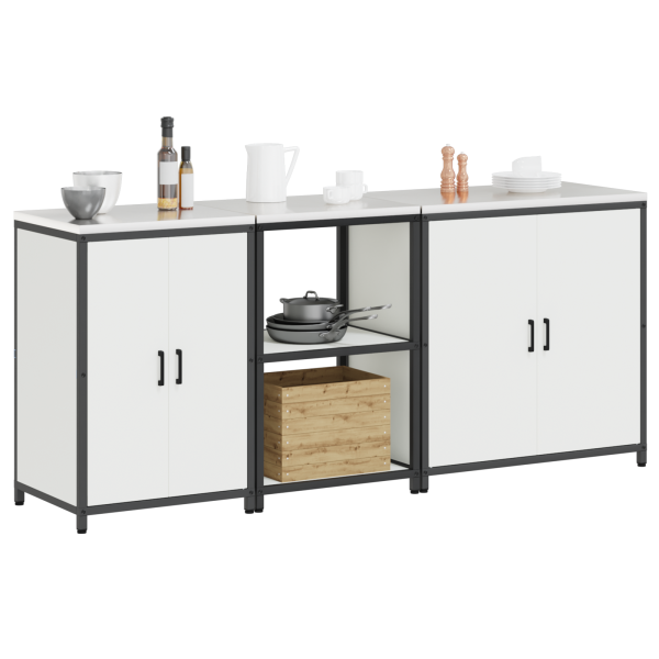 Conjunto de Armazenamento de Cozinha 3 pcs Branco M 3