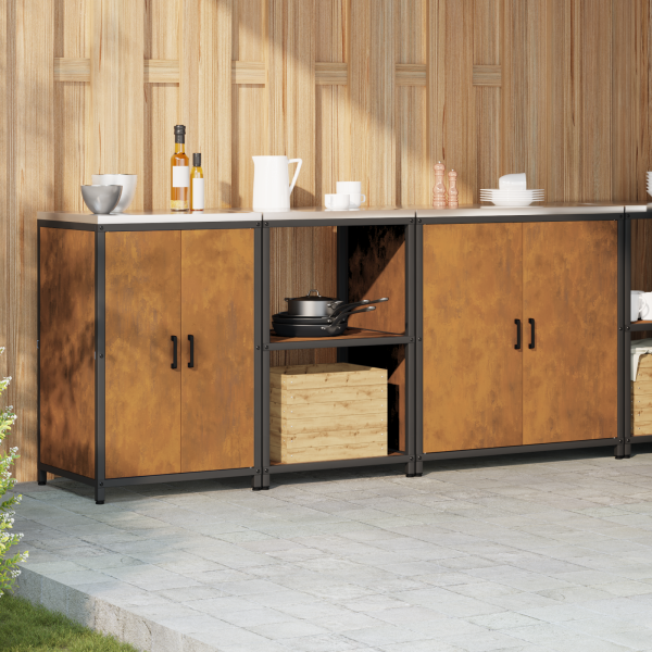 Conjunto de Armazenamento de Cozinha 3 pcs Ferro Enferrujado M 4