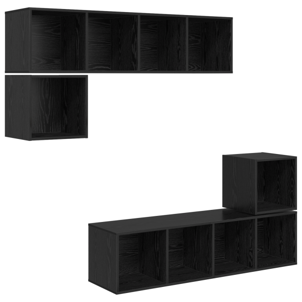 Conjunto de móvel de TV 4 pcs Carvalho preto 37 x 37 x 142.5 cm M 2