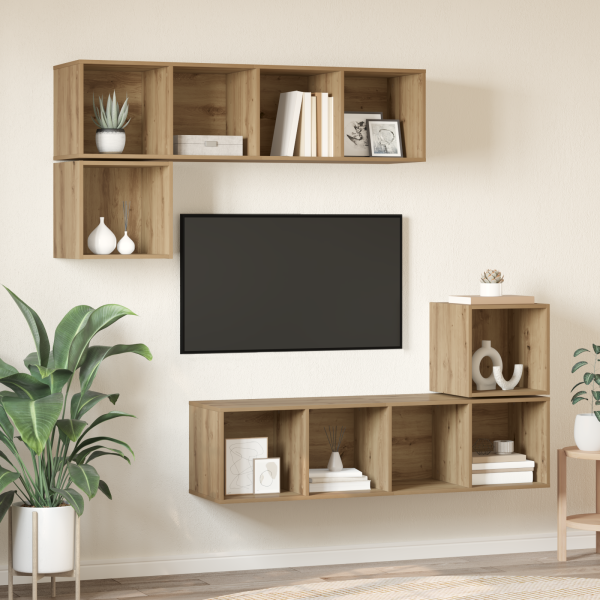 Conjunto de mueble de TV 4 pcs Roble artisan 37 x 37 x 142.5 cm D