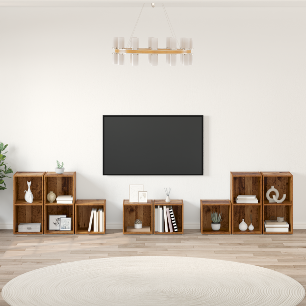 Juego de muebles de TV 8 pcs Madera Vieja Madera contrachapada D