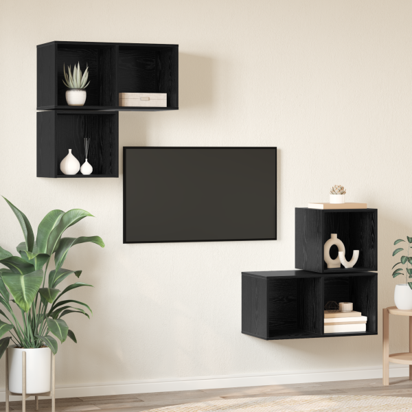 Juego de muebles de TV 4 pcs Roble negro 37 x 37 x 72 cm M 4
