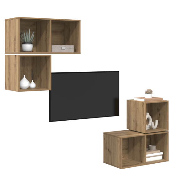 Juego de muebles de TV 4 pcs Roble artisan 37 x 37 x 72 cm M 3