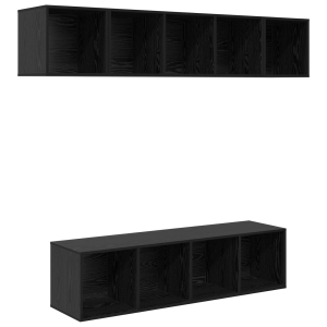 Conjunto de mueble de TV 4 pcs Roble negro 37 x 37 x 142.5 cm H