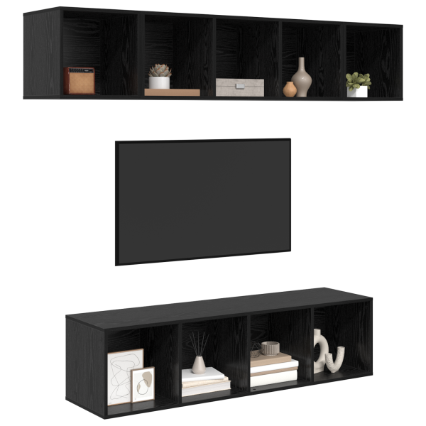Conjunto de móvel de TV 4 pcs Carvalho preto 37 x 37 x 142.5 cm M 3