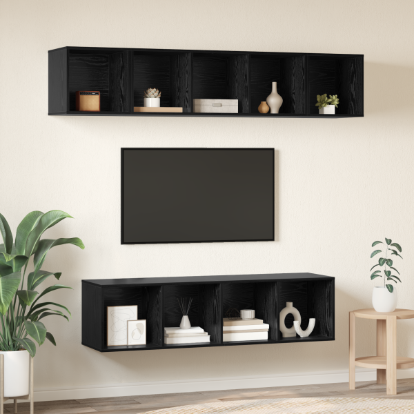 Conjunto de mueble de TV 4 pcs Roble negro 37 x 37 x 142.5 cm M 4
