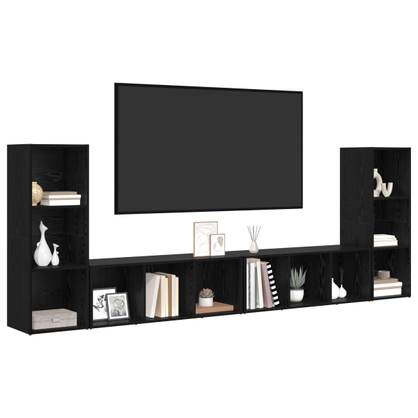 Gabinete de TV con estante 4 pcs Roble negro 37 x 35 x 107.5 cm M 3