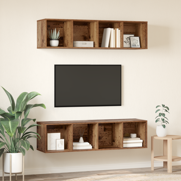 Conjunto de móvel de TV 2 pcs Madeira antiga 37 x 37 x 142.5 cm M 4