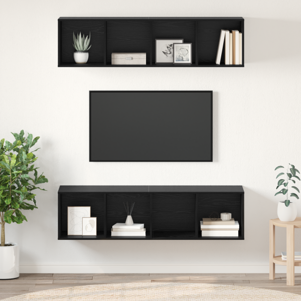 Conjunto de mueble de TV 2 pcs Roble negro 37 x 37 x 142.5 cm D