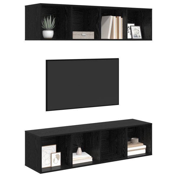 Conjunto de mueble de TV 2 pcs Roble negro 37 x 37 x 142.5 cm M 3