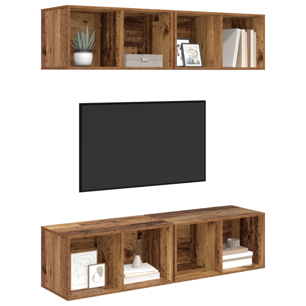 Mueble de TV de Pared 4 pcs Madera antigua 37 x 37 x 72 cm M 3