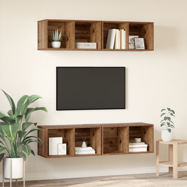 Mueble de TV de Pared 4 pcs Madera antigua 37 x 37 x 72 cm M 4