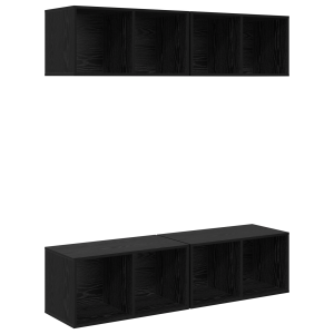 Mueble de TV de Pared 4 pcs Roble negro 37 x 37 x 72 cm H