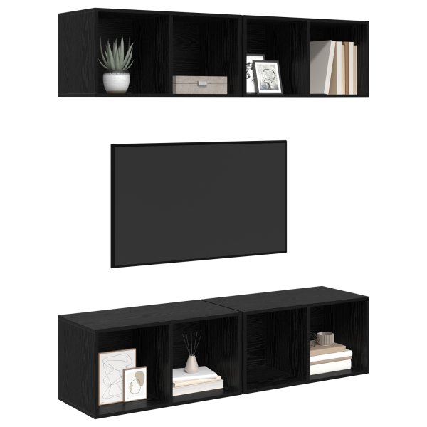 Gabinete de TV de Parede 4 pcs Carvalho preto 37 x 37 x 72 cm M 3