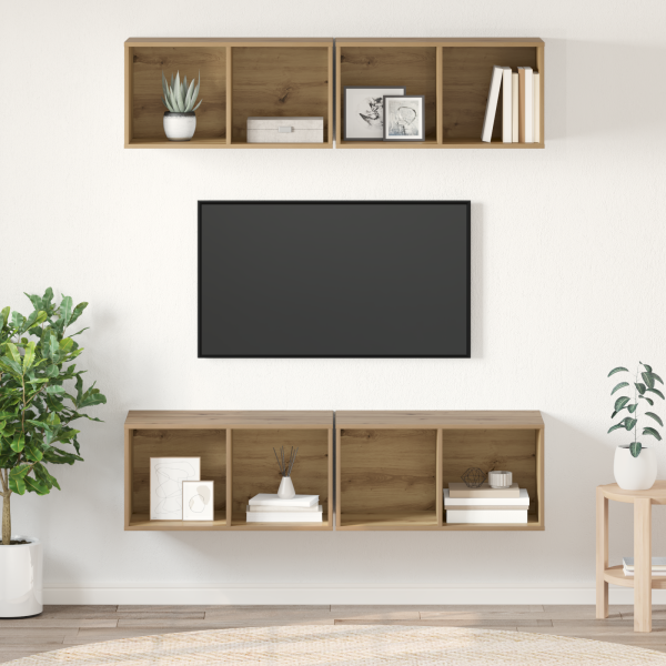 Mueble de TV de Pared 4 pcs Roble artisan 37 x 37 x 72 cm D