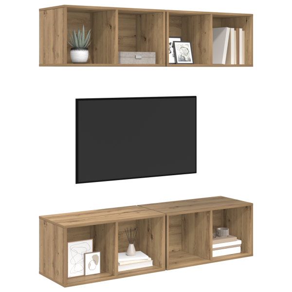 Mueble de TV de Pared 4 pcs Roble artisan 37 x 37 x 72 cm M 3