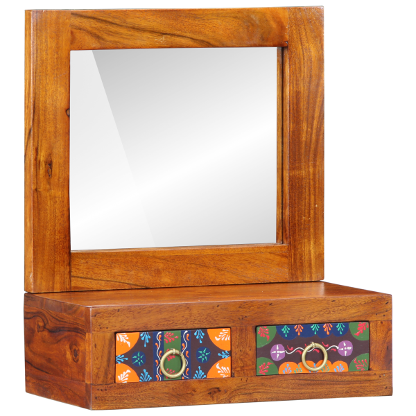 Armario de pared de madera maciza de acacia 40x20x50 cm M 2