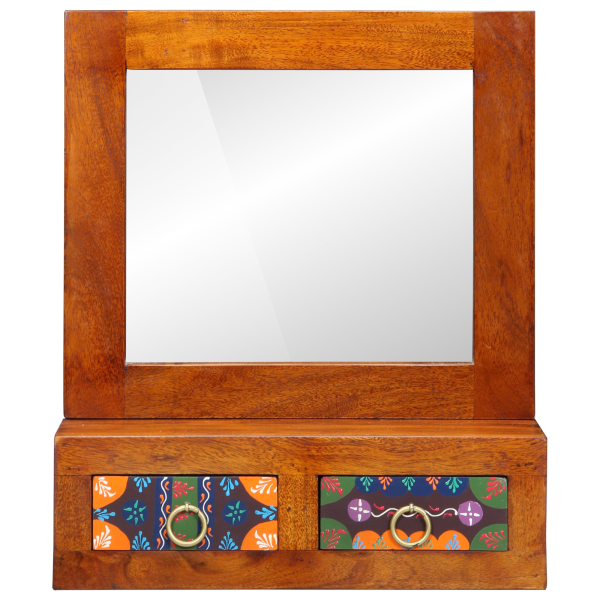 Armario de pared de madera maciza de acacia 40x20x50 cm M 4