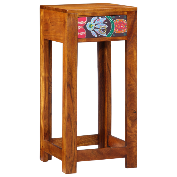 Soporte para teléfono de madera maciza de acacia 35x35x75 cm D