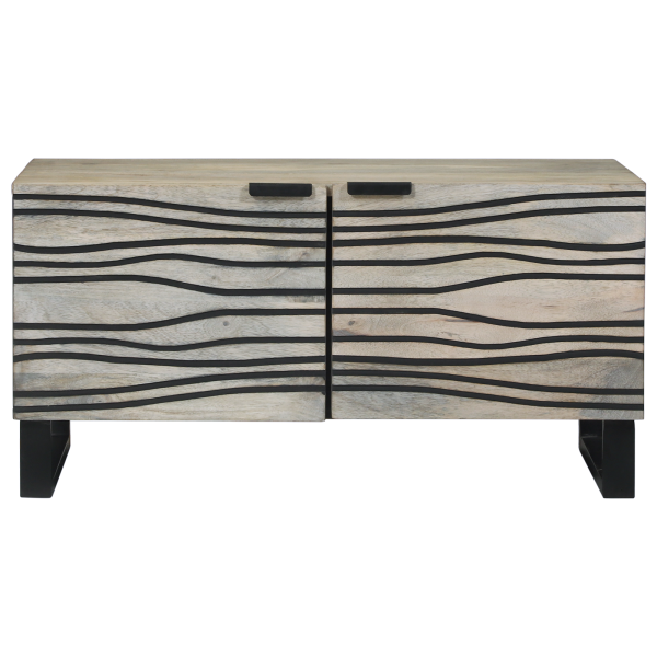 Mesa de centro com prateleira com armazenamento com porta Branco. Preto 80 x 50 x 40 cm M 3