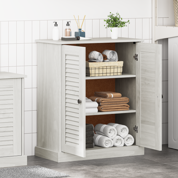 Gabinete de Baño Blanco 68 x 34 x 80 cm Madera maciza de pino M 4