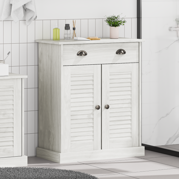 Gabinete de Baño Blanco 68 x 34 x 80 cm Madera maciza de pino D