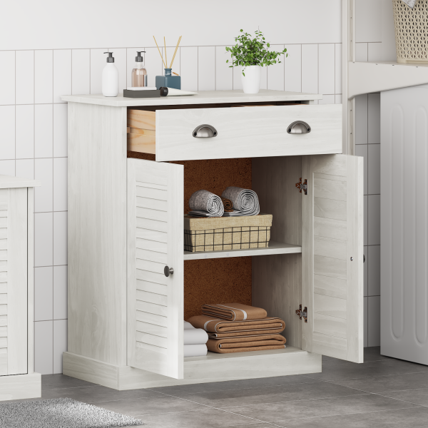Gabinete de Baño Blanco 68 x 34 x 80 cm Madera maciza de pino M 4