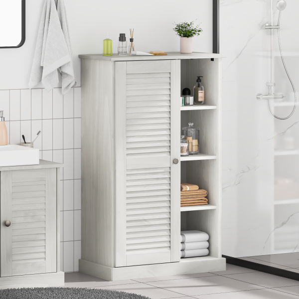 Gabinete de Baño Blanco 68 x 34 x 110 cm Madera maciza de pino D
