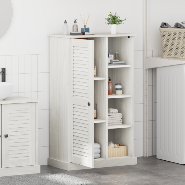 Gabinete de Baño Blanco 68 x 34 x 110 cm Madera maciza de pino M 4