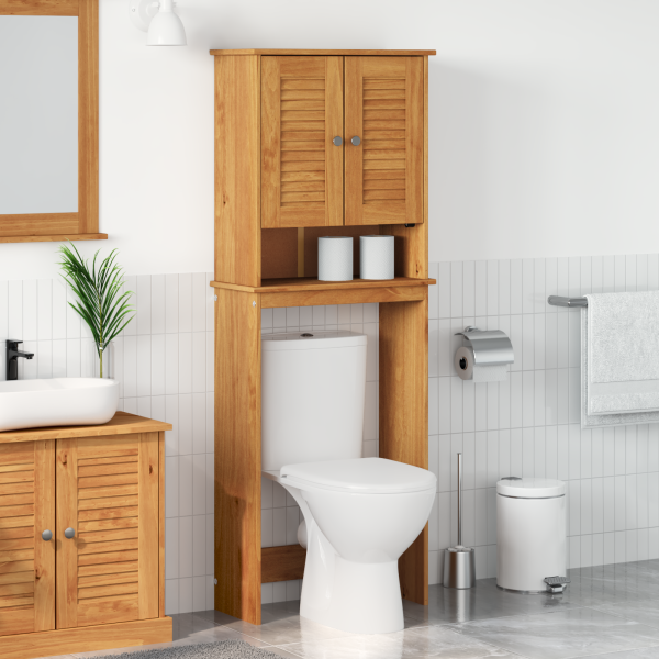 Mueble de baño con estante con almacenamiento con puerta Marrón miel 60 x 27 x 161 cm D