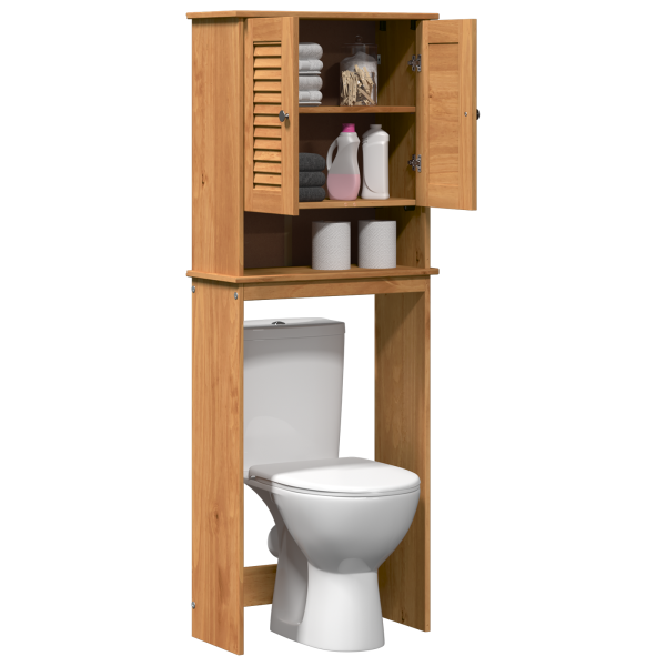 Mueble de baño con estante con almacenamiento con puerta Marrón miel 60 x 27 x 161 cm M 3