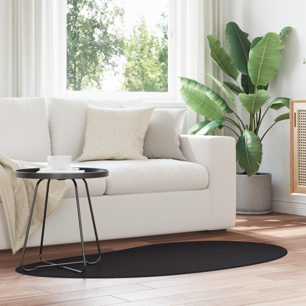 Alfombra negra 80x150 cm poliéster antideslizante D