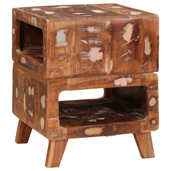 Mesas auxiliares con estante Multicolor madera maciza reciclada D