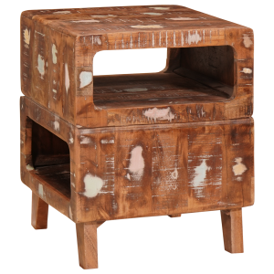 Mesas auxiliares con estante Multicolor madera maciza reciclada H