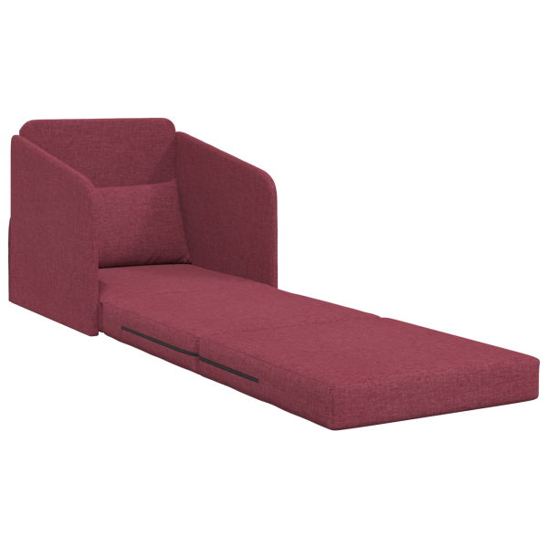 Sofá Cama de Chão 2-em-1 Vermelho Vinho 65x80x83 cm Tecido M 4
