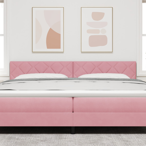 Cabeceira de Cama Rosa com Blocos de Diamante 200 cm em Veludo M 3