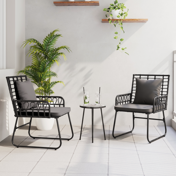 Conjunto de Comedor de Jardín 3 pcs Negro. Antracita D