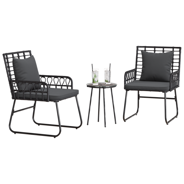 Conjunto de Comedor de Jardín 3 pcs Negro. Antracita M 3