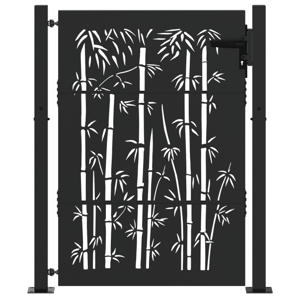Puerta de jardín Otro con cerradura Negro 105 x 150 cm M 2