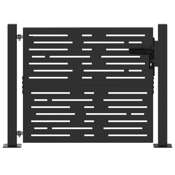 Puerta de jardín con cerradura Negro 105 x 100 cm M 2