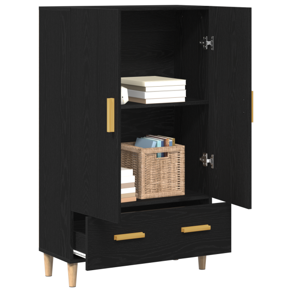 Highboard  em Carvalho Preto. 70x31x115 cm. Feito de Madeira Derivada M 3