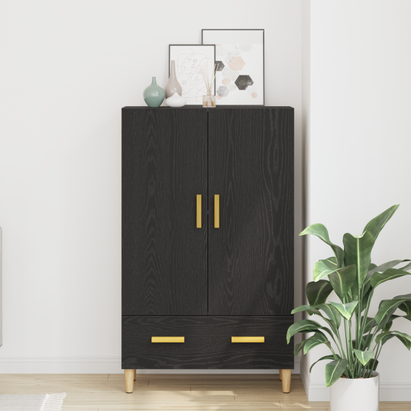 Highboard  em Carvalho Preto. 70x31x115 cm. Feito de Madeira Derivada M 4