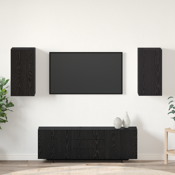 Unidad de Televisión 2 pcs Roble negro Madera contrachapada D
