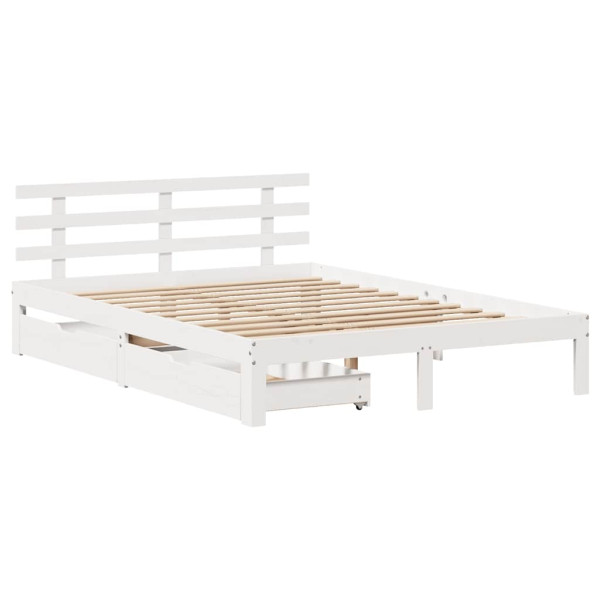 Estructura de cama con cajones madera pino blanco 120x190 cm M 3
